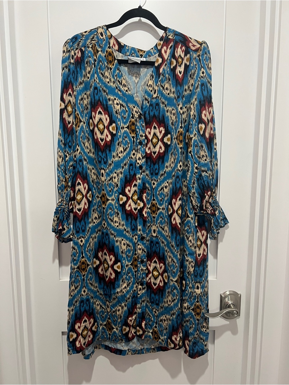 Finley Blue Ikat Long-Sleeve Dress woman’s fall